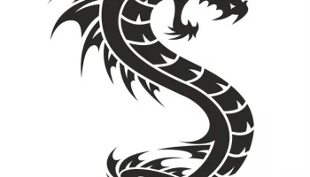 Макет "Черно-белая татуировка дракона вектор" #6557645186