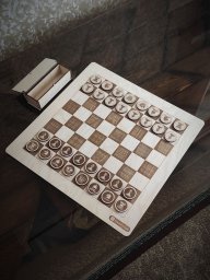Макет "Деревянный шахматный набор и коробка" 0