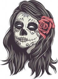 Макет "Мексиканский череп женщина векторное украшение" 0