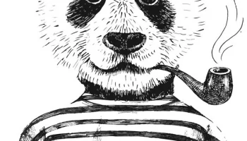 Курящая панда векторное украшение