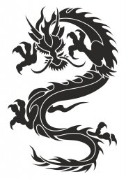 Макет "Китайский дракон силуэт татуировки племенной вектор" 0