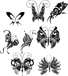 Макет "Дизайн татуировки бабочки векторы украшение" 0