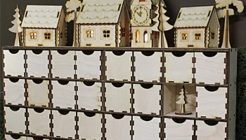 Макет "Деревянные адвент-календари с выдвижными ящиками"