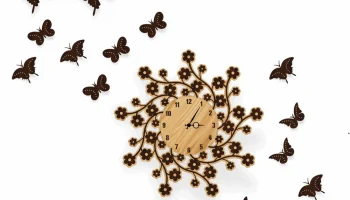 Макет "Настенные часы с бабочками"