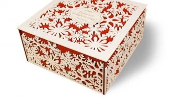 Макет "Снежинка коробка квадратная снежинка Новогодняя подарочная коробка"