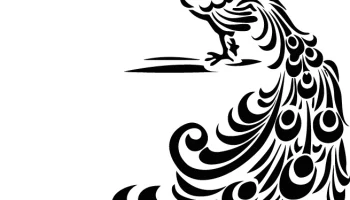 Макет "Декоративная наклейка с изображением павлина"