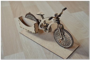 Макет "Велосипед деревянный органайзер 3d головоломка" 0