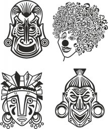 Макет "Индейцы ацтеки африканские исторические племенные маски вектор" 0