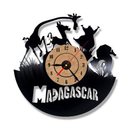 Макет "Настенные часы с виниловой пластинкой на тему Мадагаскара" 1