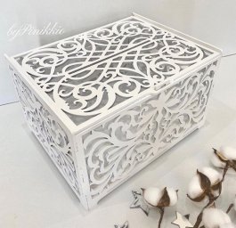 Макет "Свадебная коробка для карт день рождения украшения деревянная коробка для карт с замком" 0