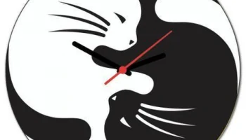 Макет "Настенные часы Инь-янь для кошек"