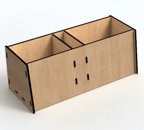 Макет "Деревянный простой настольный органайзер коробка для хранения 3 мм" 0