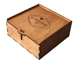 Макет "деревянная подарочная коробка с крышкой и замком cnc" 0