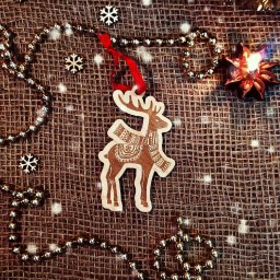 Макет "Выгравированное новогоднее животное орнамент олень декор" 0