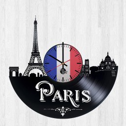 Макет "Париж Франция настенные часы с виниловой пластинкой" 2