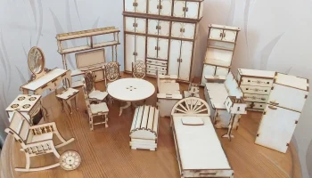 Макет "Миниатюрный набор мебели для кукольного домика"