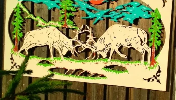 Макет "Садовый забор настенное искусство боевой олень открытый настенный декор"