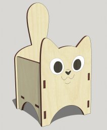 Макет "Милая кошка деревянная резинка для волос аксессуары коробка 3 мм" 0