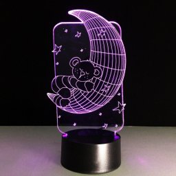 Макет "Плюшевый мишка на луне лампа 3d ночник иллюзия светодиодная лампа" 0