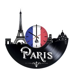 Макет "Париж Франция настенные часы с виниловой пластинкой" 3