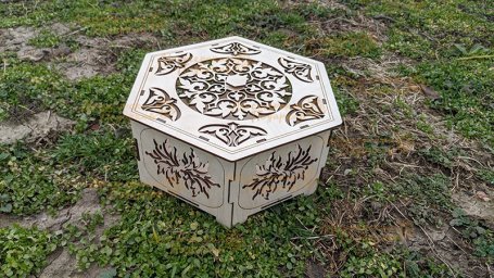 Макет "Шаблон шестигранной деревянной коробки" 0