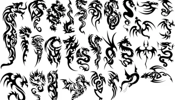 Макет "Китайские драконы племенные татуировки векторы набор"