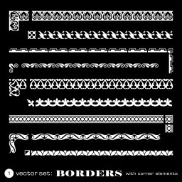 Границы с углами, изолированные на черном фоне 0