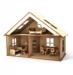 Макет "Коттеджный кукольный домик с мебелью детский игрушечный набор" 0
