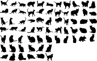 Коллекция кошек векторный силуэт 0