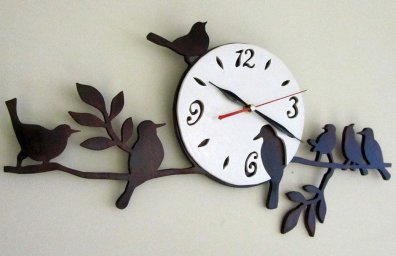 Макет "Настенные часы с птицами уникальный декор" 0