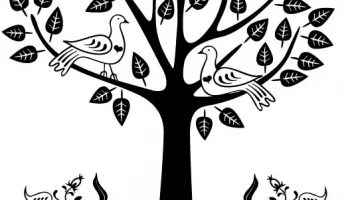 Макет "Дерево с птицами векторная иллюстрация"