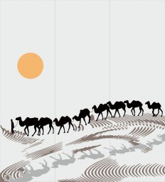 Макет "Пескоструйный рисунок верблюды в пустыне деколь" 0