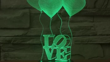 Макет "3d настольная лампа любовь воздушные шары акриловый ночник"