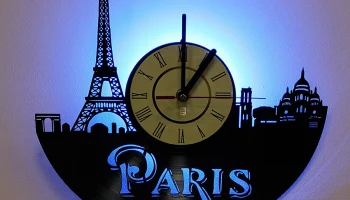 Макет "Париж Франция настенные часы с виниловой пластинкой"