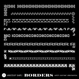 Макет "Границы с углами, изолированные на черном фоне набор" 0