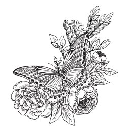 Макет "Бабочка цветы декор рисунок вектор" 0