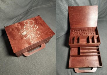 Макет "Шпулька для ниток коробка для швейного набора деревянная коробка для хранения" 0