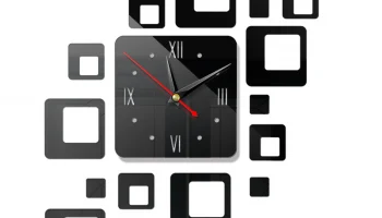 Макет "Современные настенные часы с квадратным зеркалом"