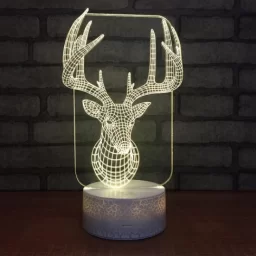 Макет "Оленья голова рождественский декор 3d иллюзионная лампа" 0