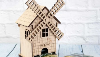 Макет "Чайный домик в форме мельницы для хранения чайных пакетиков"