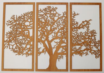 Макет "Дерево жизни 3 панели деревянная стена украшение" 3