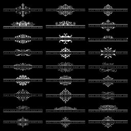 Макет "Векторный набор из 27 богато украшенных головных уборов, изолированных на черном фоне" 0