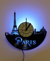 Макет "Париж Франция настенные часы с виниловой пластинкой" 0
