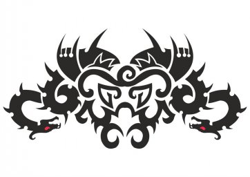 Макет "Автомобильный капот деколь дракон животное фрески хищник племенной татуировки вектор" 0