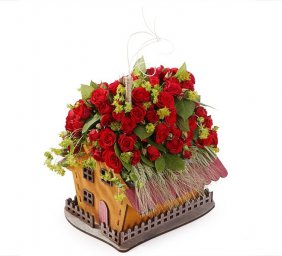 Макет "Украшения для дня Святого Валентина в форме домика для цветов" 0
