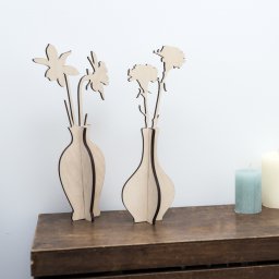Макет "Деревянная ваза с цветами для украшения дома" 0