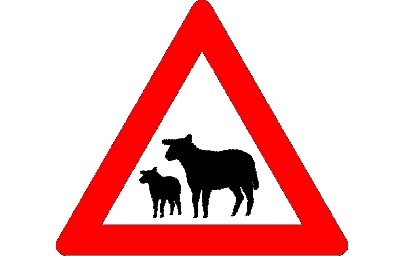 Макет "Дорожный знак, предупреждающий об овцах на дороге" 0
