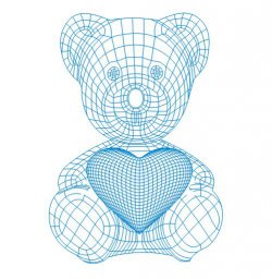 Макет "Плюшевый мишка с сердцем 3d иллюзионная лампа план" 0