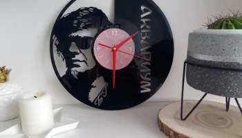 Макет "Аквариум квриум русская рок-группа настенные часы с виниловой пластинкой"