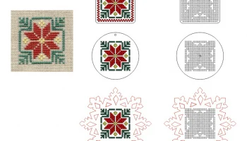 Макет "Деревянные заготовки для вышивания крестом снежинка круг квадрат орнамент"